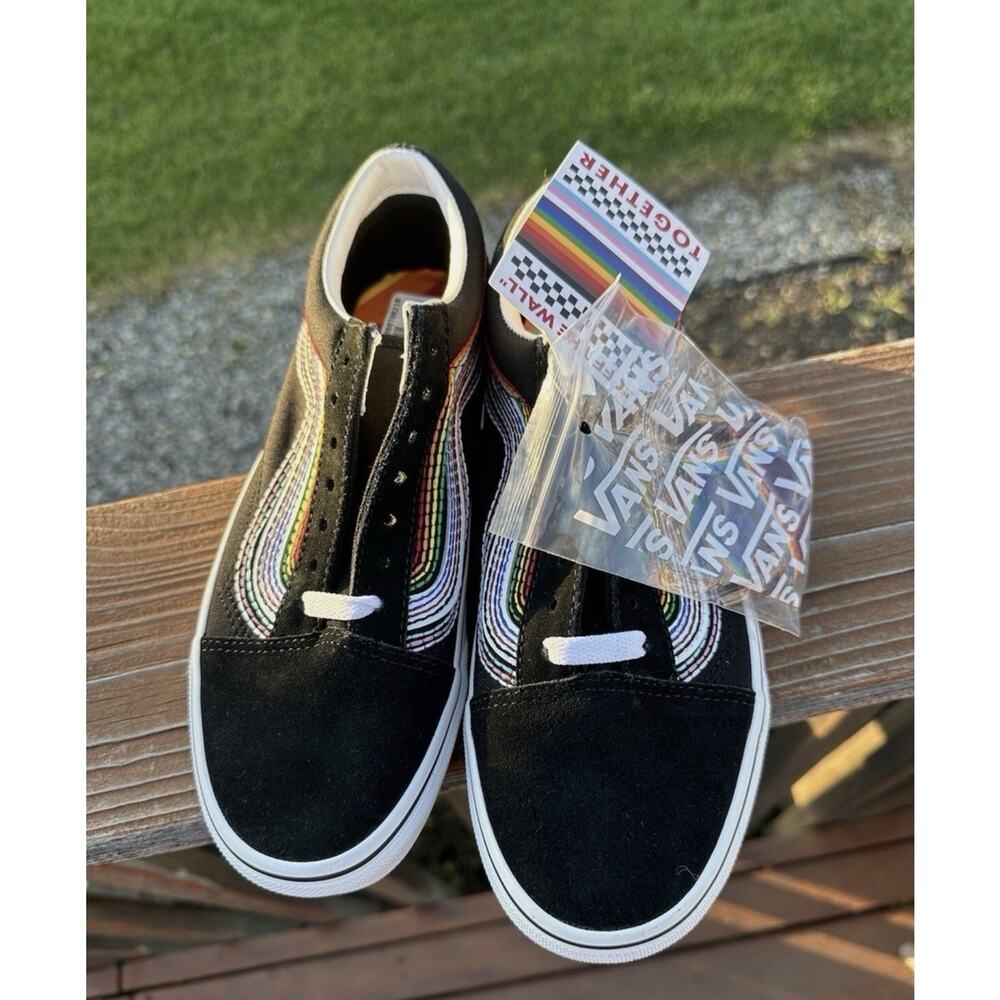 van old skool pride shoes Black with rainbow design size 9 - Picture 6 of 8